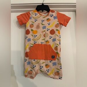 RAGS Fruit Print Romper with Orange Trim
